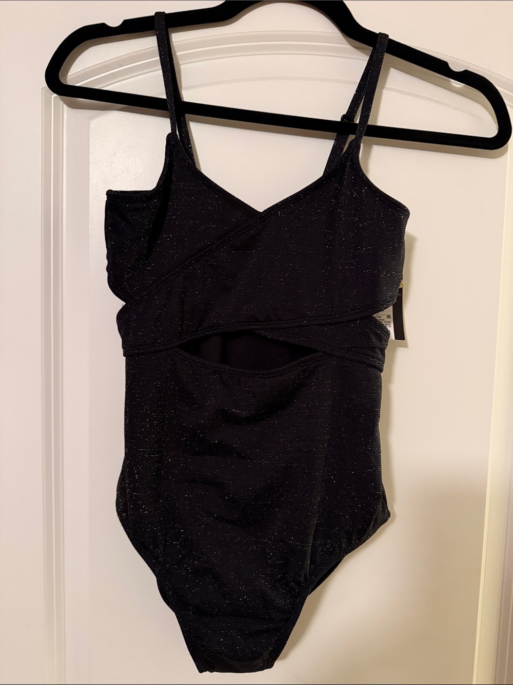 Girls' Art Class Black Glitter One-Piece Swimsuit-XL